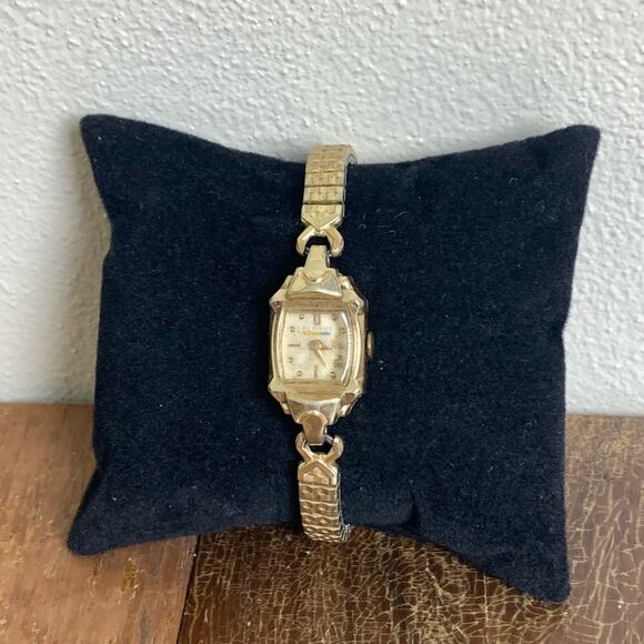 Benrus Vintage 10kt Gold Filled ladies Watch with stretchy expansion watch band‎ - Picture 1 of 12